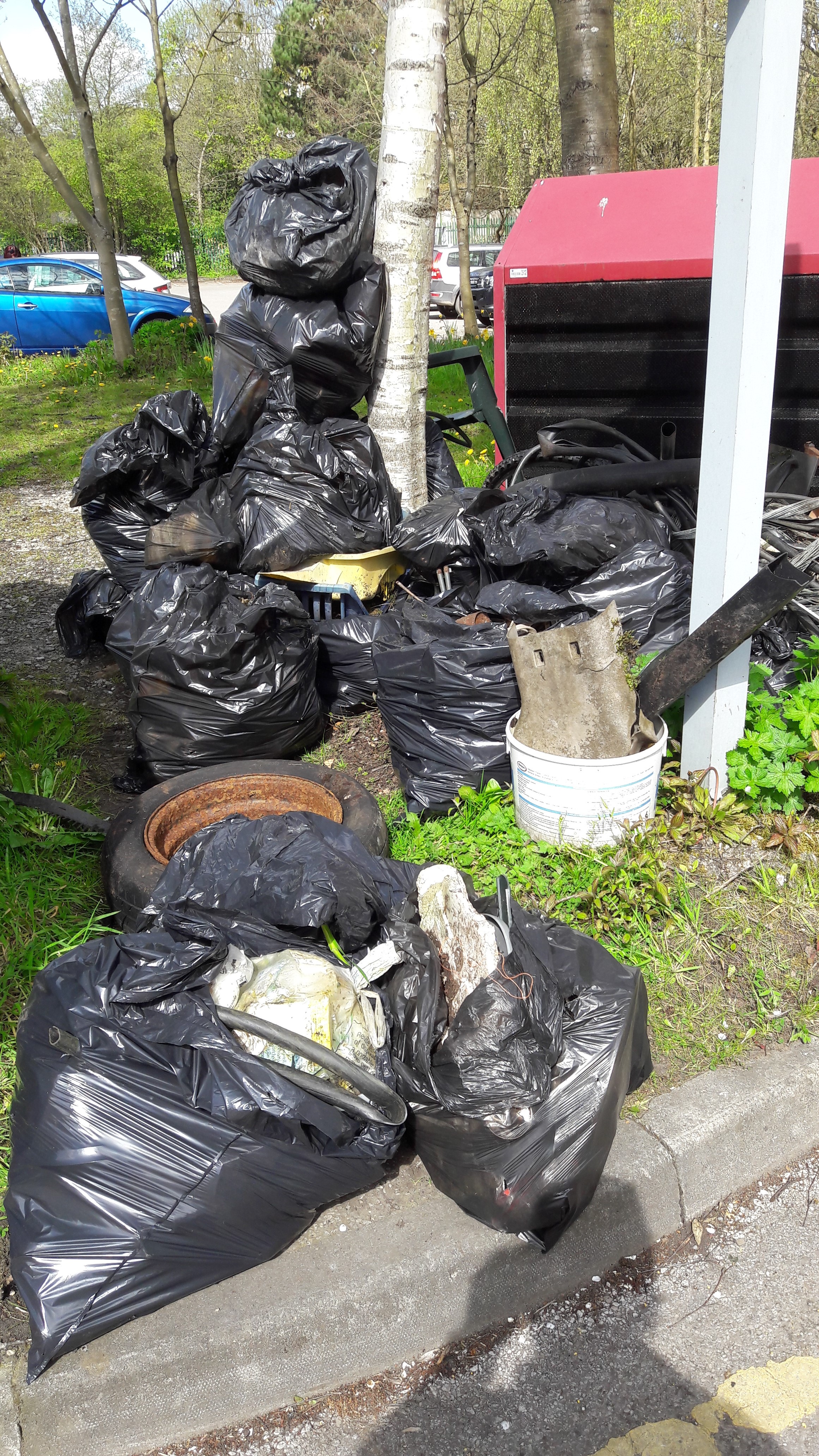 The bags of rubbish collected